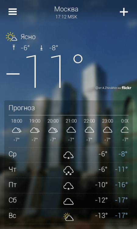 Yahoo Weather — Самая красивая погода для Android. Фото.