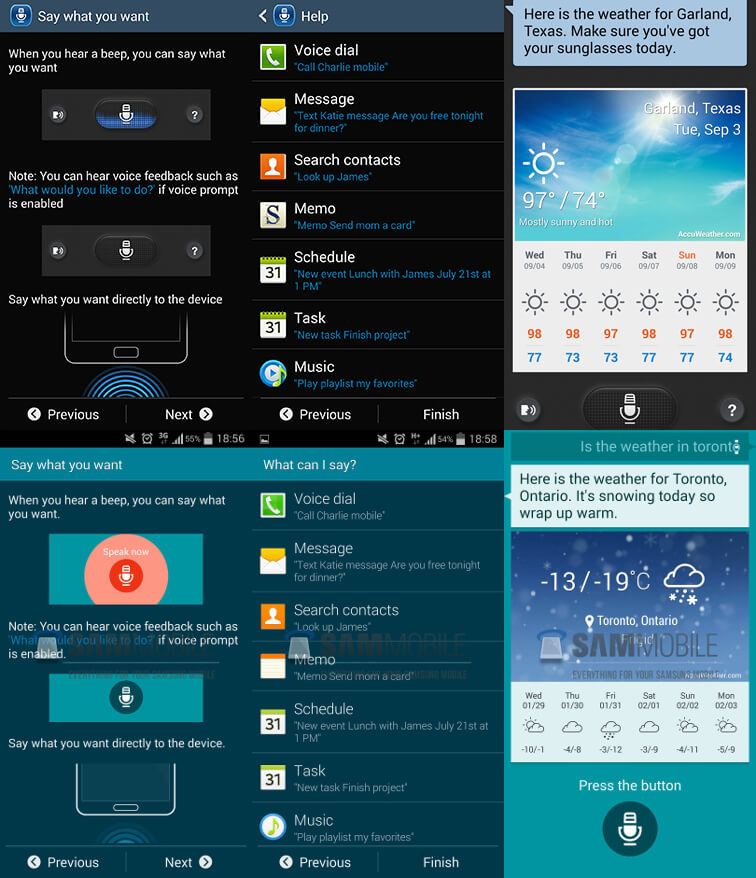 Скриншоты и информация об обновленном S Voice из Galaxy S5. Фото.