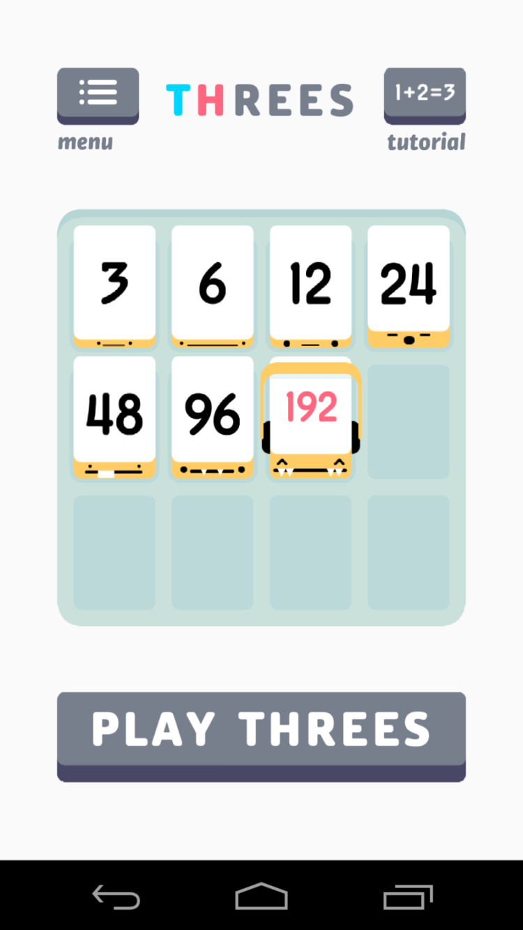 Обзор Threes и 2048 — Новый тренд мини-игр. Фото.