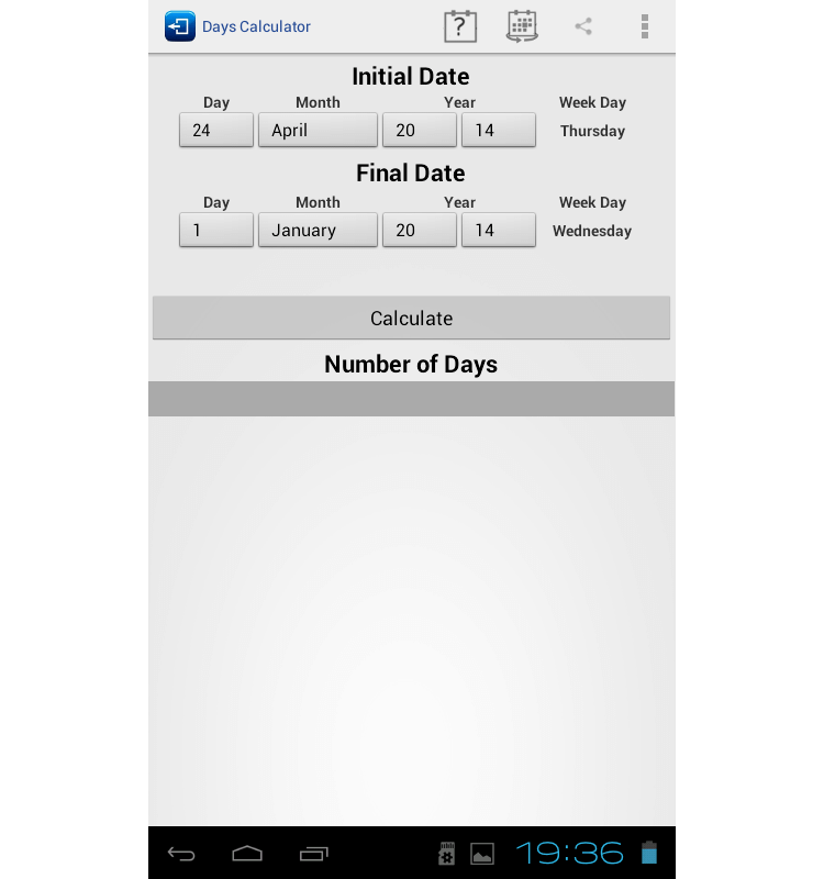 Сколько дней до Нового Года? Калькулятор дат Days Calculator. Окно приложения. Сколько дней до Нового Года? Калькулятор дат Days Calculator. Окно приложения. Фото.