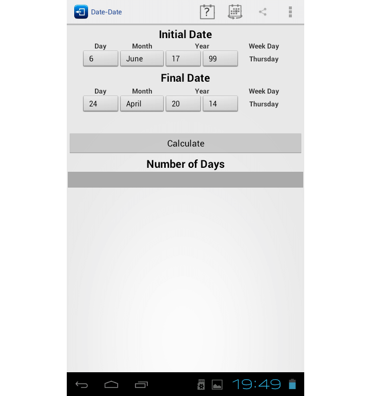 Сколько дней до Нового Года? Калькулятор дат Days Calculator. Окно приложения. Сколько дней до Нового Года? Калькулятор дат Days Calculator. Окно приложения. Фото.
