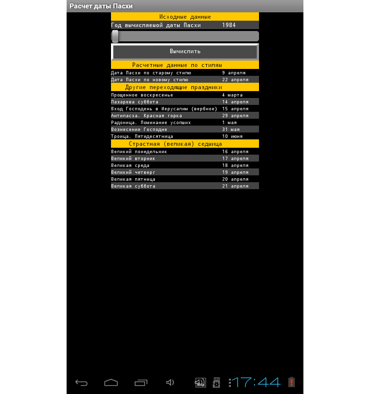 Дата Пасхи на 30 лет вперед. Фото.