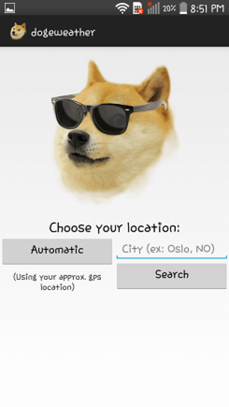 Забавные виджеты прогноза погоды для Android. Подозрительный пес. Фото.
