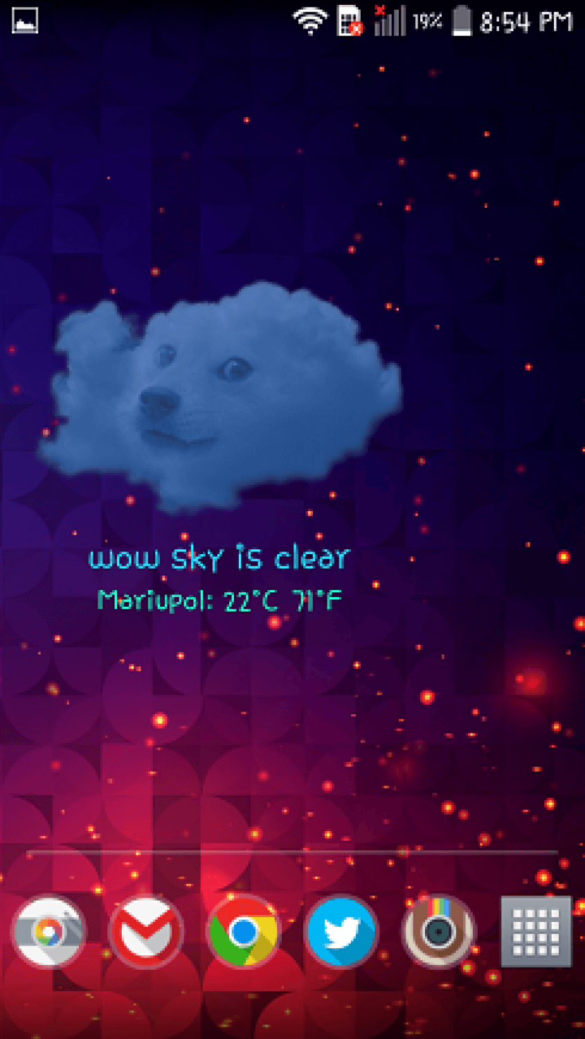 Забавные виджеты прогноза погоды для Android. Подозрительный пес. Фото.