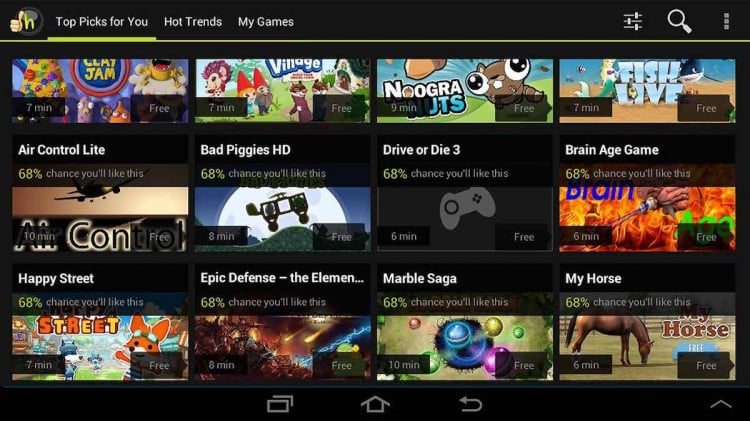 Лучшие приложения для поиска новых приложений. Hooked: the Best Android Games. Фото.
