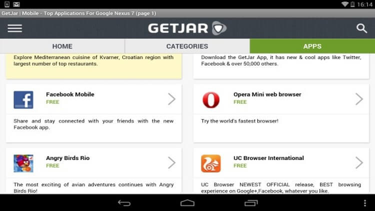 5 лучших альтернатив Google Play Store. 1. GetJar. Фото.