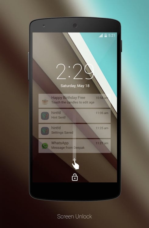 Добавь Material Design своему Android. Экран блокировки. Фото.