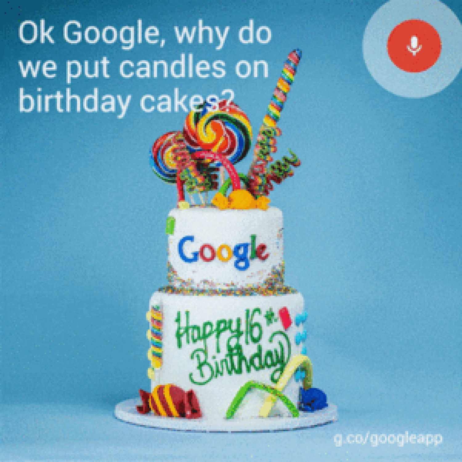 Google празднует 16-летие и намекает на Lollipop. Фото.