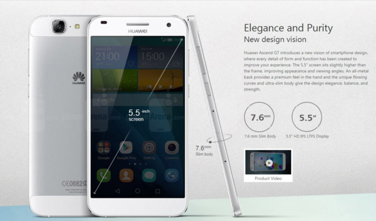 Huawei на IFA 2014: 64-битный процессор, биометрический сканер и другое. Ascend G7. Фото.