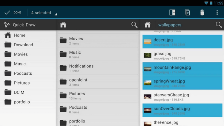 Файловые менеджеры: какой выбрать? File Wrangler. Фото.