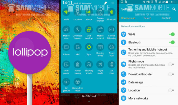 Android Lollipop идёт к Note 3 и смартфонам HTC. Samsung. Фото.
