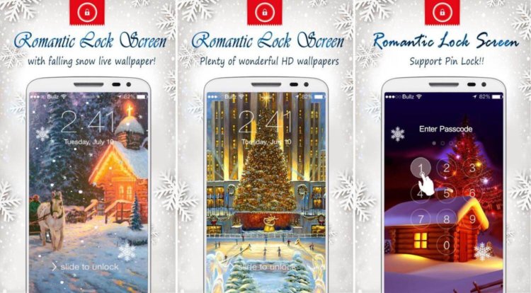 8 экранов блокировки для вашего смартфона. Christmas Snow Lock Screen. Фото.