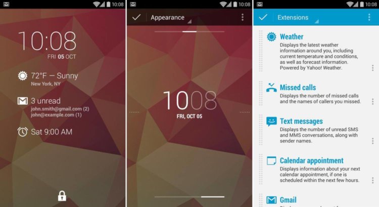 8 экранов блокировки для вашего смартфона. DashClock Widget. Фото.