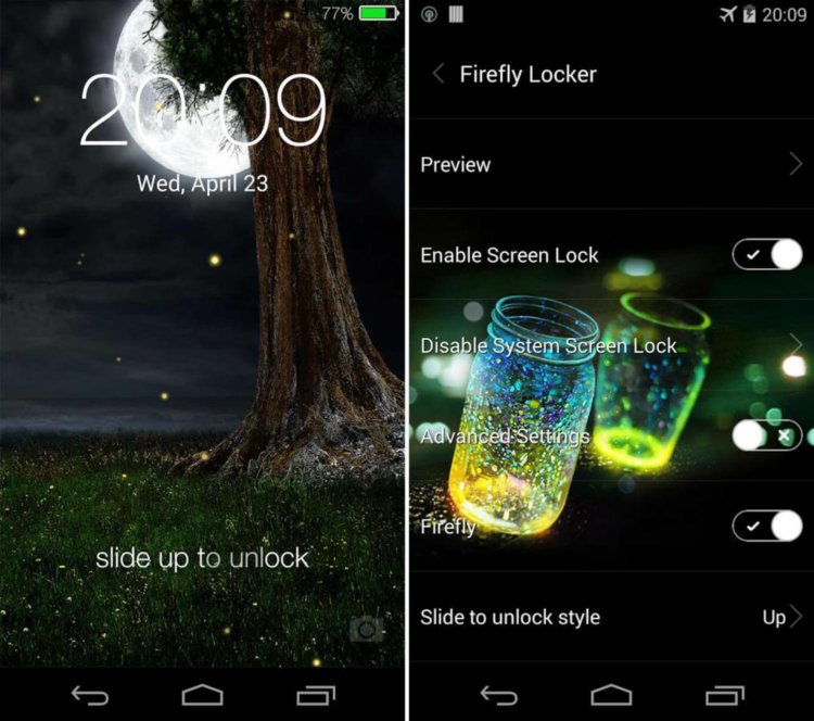 8 экранов блокировки для вашего смартфона. FireFlies Lockscreen. Фото.