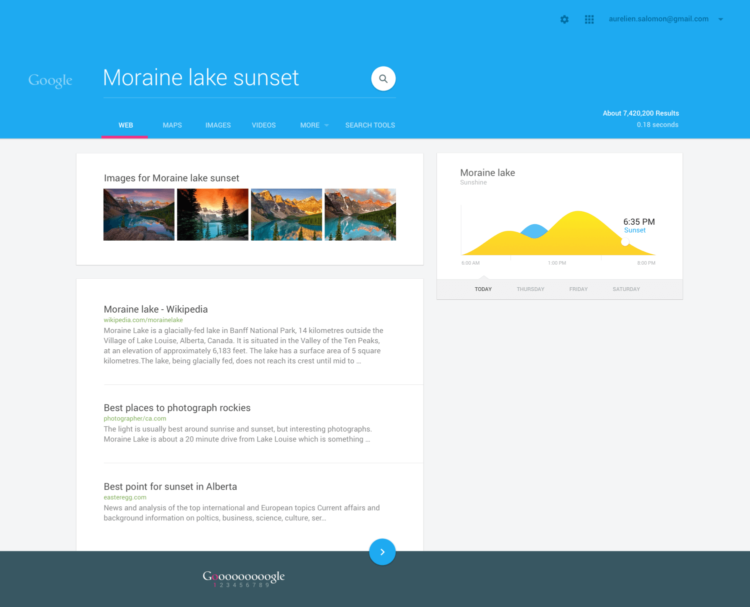 [Концепт] Material Design на главной странице поиска Google. Фото.