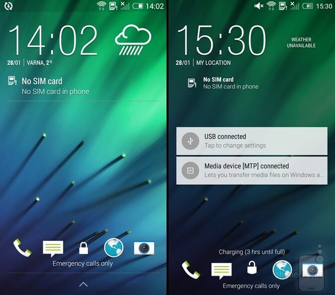 Какие изменения Lollipop привнес в HTC One (M8). Экран блокировки. Фото.
