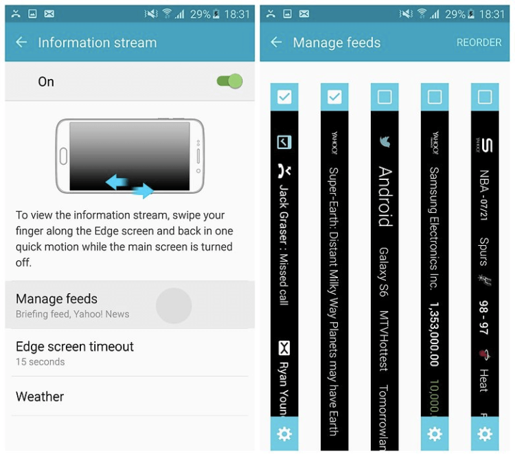 Galaxy S6 Edge: советы и лайфхаки по использованию бокового экрана и не только. 5. Выводим полезную информацию на боковой экран. Фото.