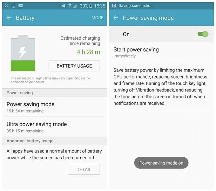 Galaxy S6 Edge: советы и лайфхаки по использованию бокового экрана и не только. 9. Экономим заряд батареи. Фото.