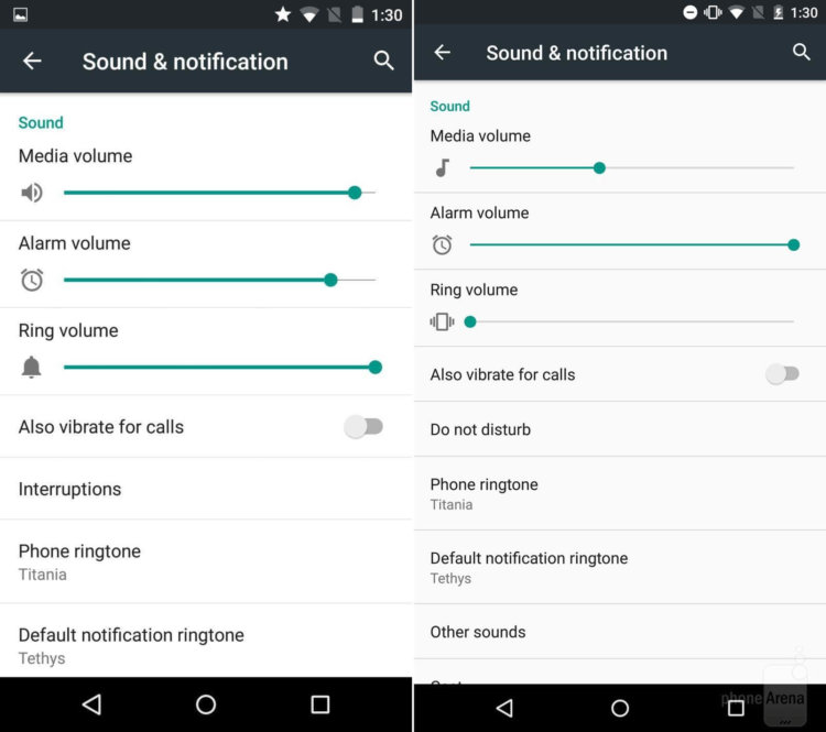 Android M vs. Android Lollipop: визуальное сравнение. Звуки и уведомления. Фото.