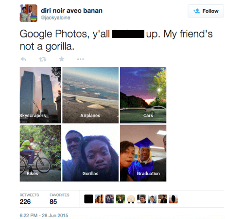Google Photos принял двух афроамериканцев за горилл. Фото.