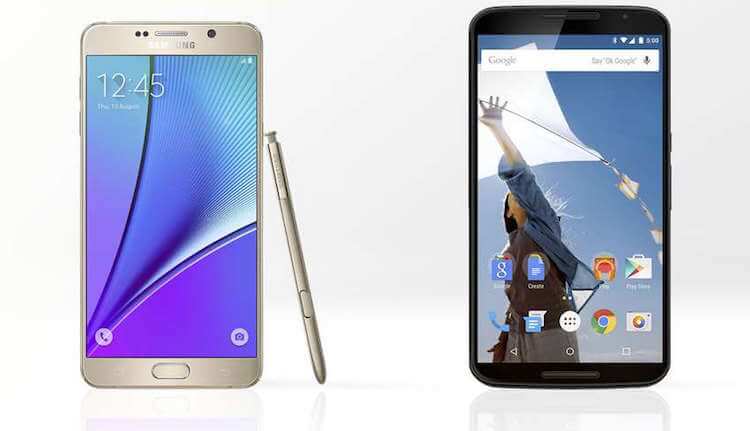 Сравнение Samsung Galaxy Note 5 и Nexus 6. Фото.