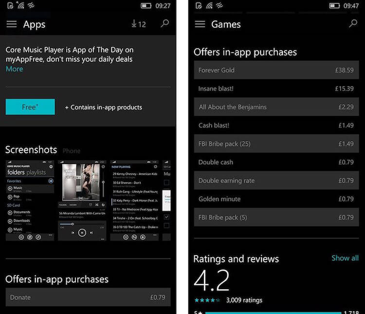 5 функций Windows 10, которые хотелось бы увидеть в Android. 2. Лист с внутренними покупками. Фото.