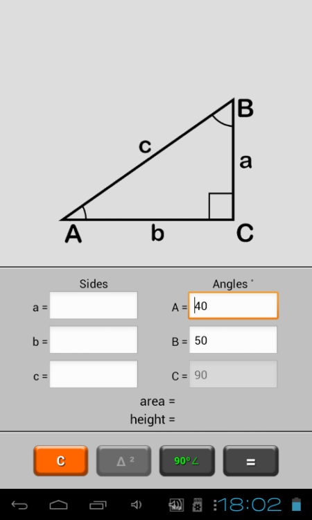 Калькулятор треугольников для родителей и школьников. Фото.