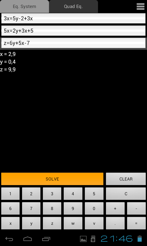 Системы линейных уравнений решаются одним касанием. Системы линейных уравнений решаются одним касанием. Фото.