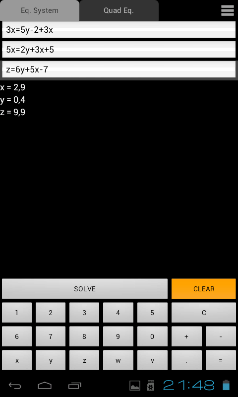 Системы линейных уравнений решаются одним касанием. Системы линейных уравнений решаются одним касанием. Фото.