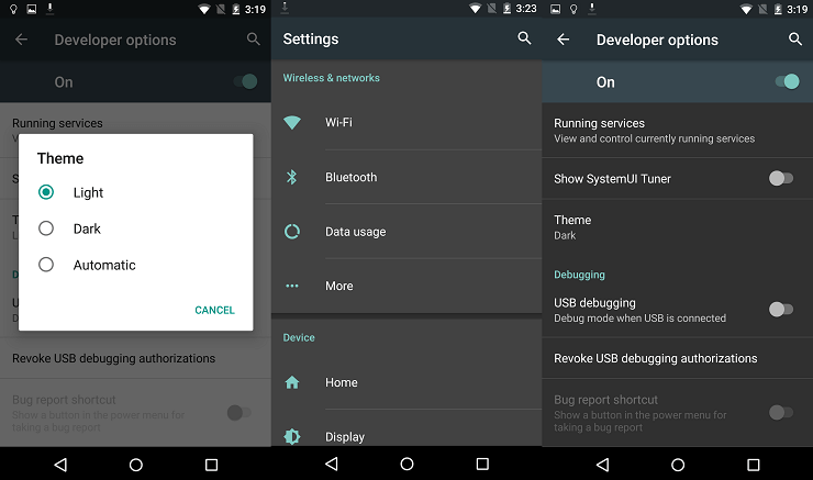 Android 6.0 Marshmallow лишили функции тёмной темы интерфейса. Фото.