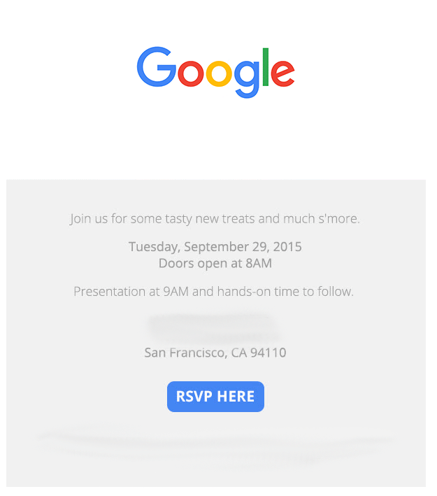 Google начала рассылку приглашений на мероприятие 29 сентября. Фото.