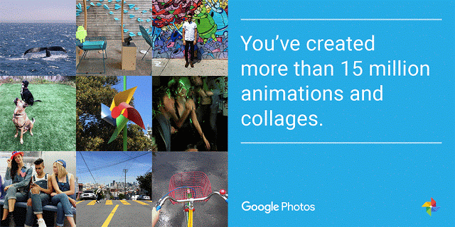 Десять интересных фактов о Google Photos. Всего было создано более 15 миллионов GIF-анимаций и коллажей. Фото.