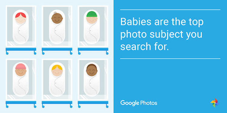 Десять интересных фактов о Google Photos. Младенцы — самое популярное лицо в поисковых запросах Google Photos. Фото.