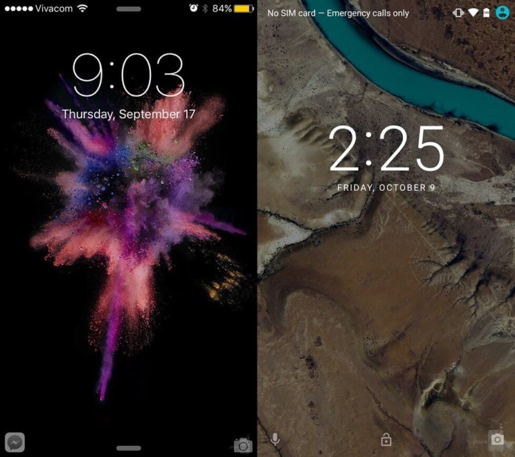 iOS 9 vs. Android 6.0: визуальное сравнение. Экран блокировки и рабочий стол. Фото.