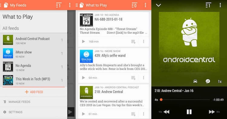 Приложения для прослушивания подкастов на Android-устройстве. BeyondPod. Фото.