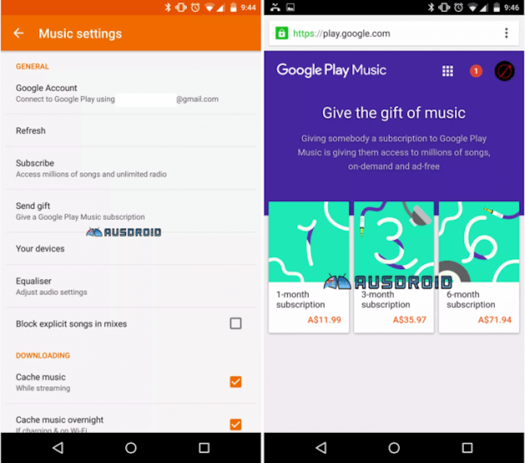 В Google Play Music появилась возможность подарить премиум-подписку. Фото.