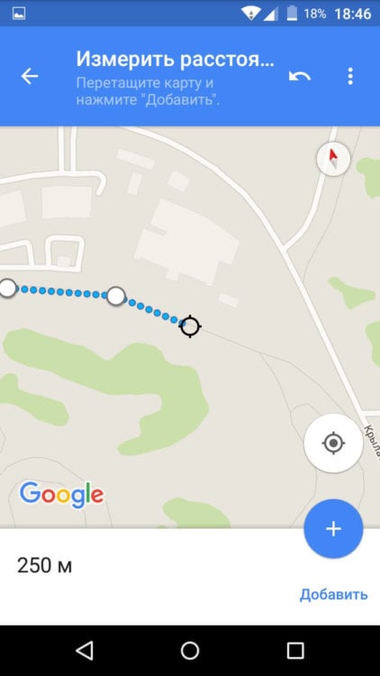 Как измерить расстояние пути с помощью Google Карт. Фото.