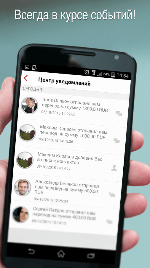 Переводы — обновление приложения от Банка Москвы. Фото.