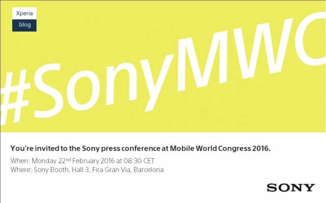 Sony приглашает на презентацию 22 февраля в рамках MWC 2016. Фото.
