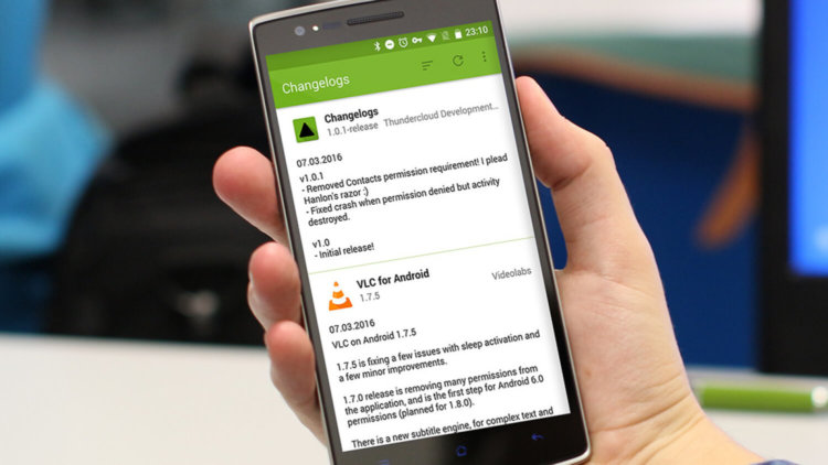 Changelogs держит обновления приложений под контролем. Changelogs держит обновления приложений под контролем. Фото.