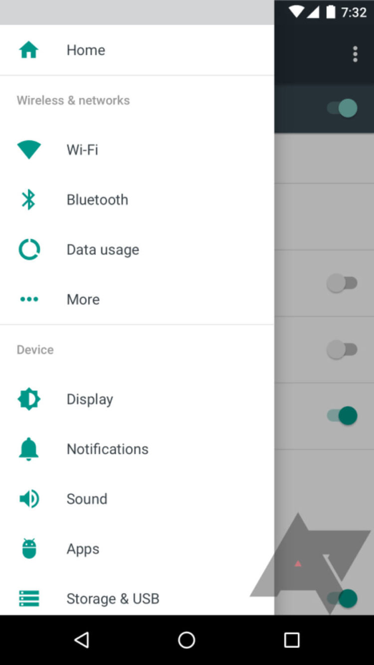 Как будет выглядеть меню настроек в Android N. Фото.