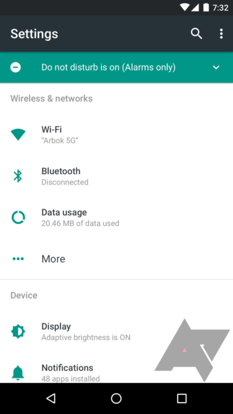 Как будет выглядеть меню настроек в Android N. Фото.