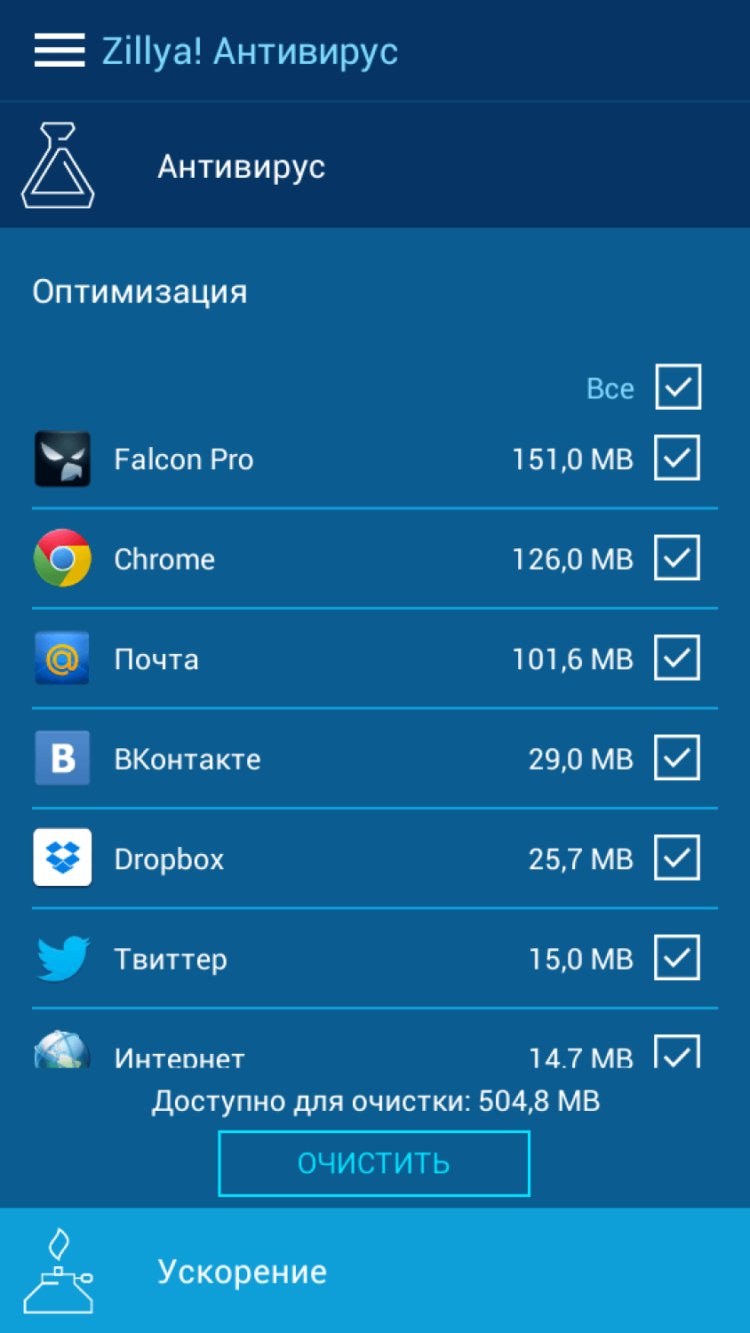 Zillya! Антивирус — бесплатный антивирус, оптимизатор и ускоритель в одном флаконе. Фото.