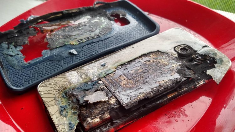 Как выглядит сгоревший Galaxy S6 edge+? Фото.
