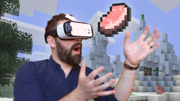 Minecraft доступен для владельцев Samsung Gear VR. Фото.
