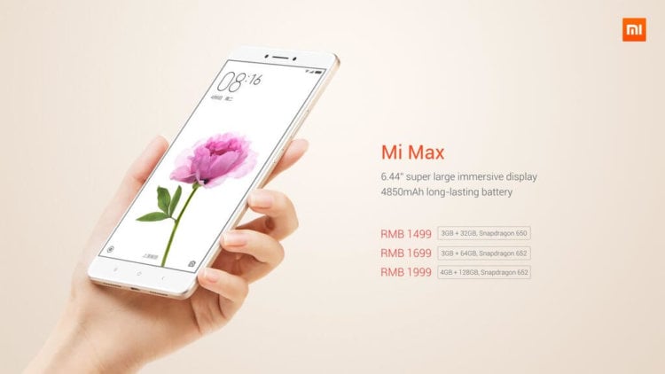 Xiaomi представила 6,44-дюймовый фаблет Mi Max и MIUI 8. Фото.