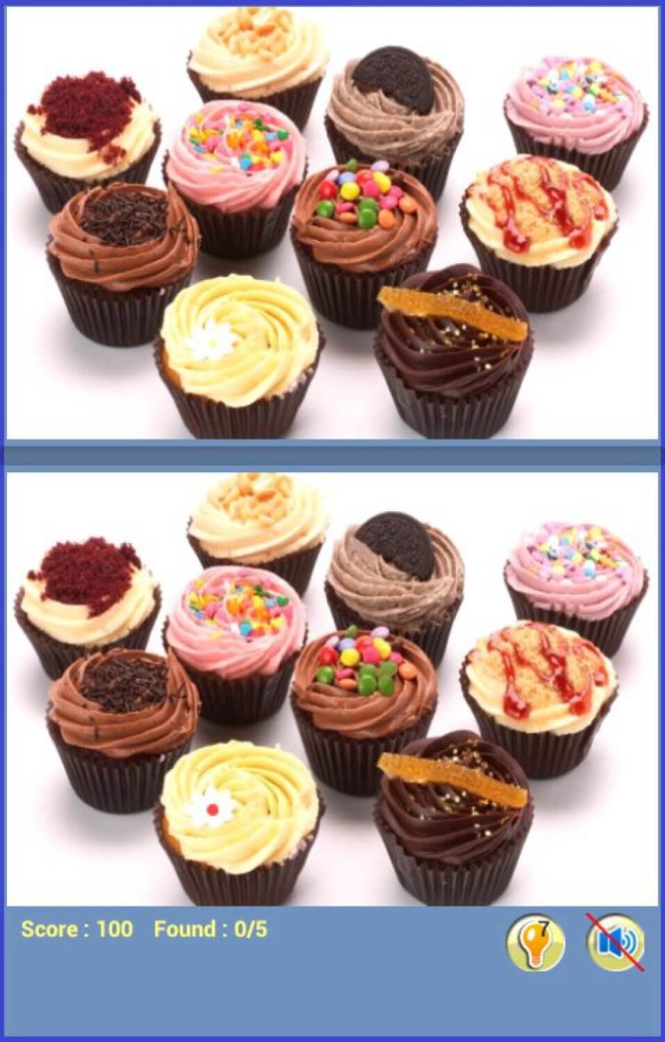 Поиск различий в изображениях десертов. Фото.