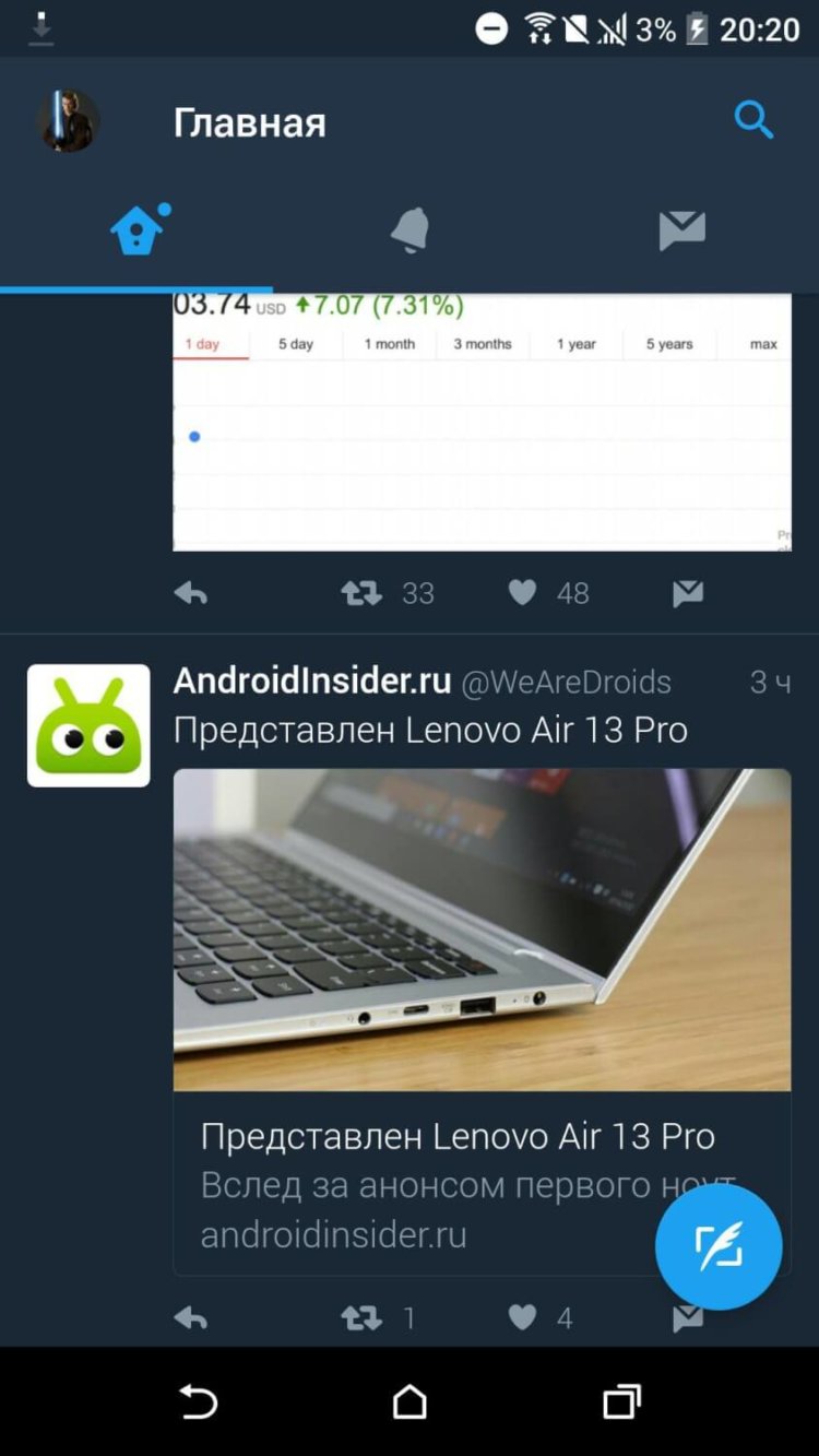 Официальный Twitter-клиент получил поддержку темной темы. Фото.
