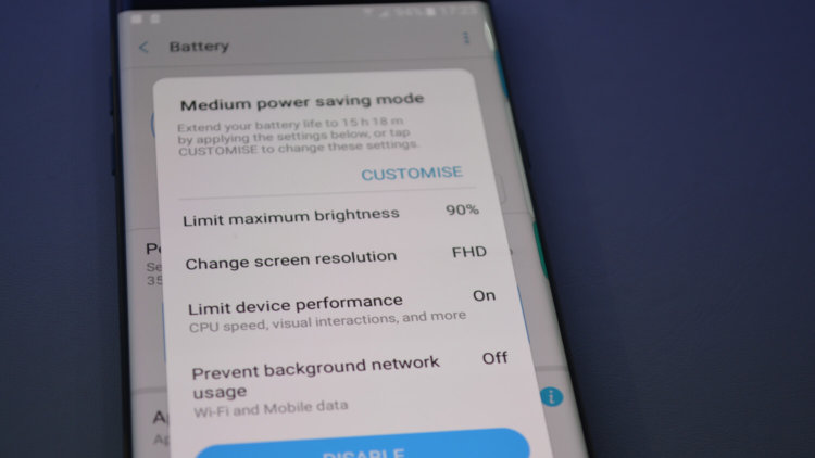 Режим энергосбережения Galaxy Note 7 уменьшает разрешение дисплея до FHD или HD. Фото.