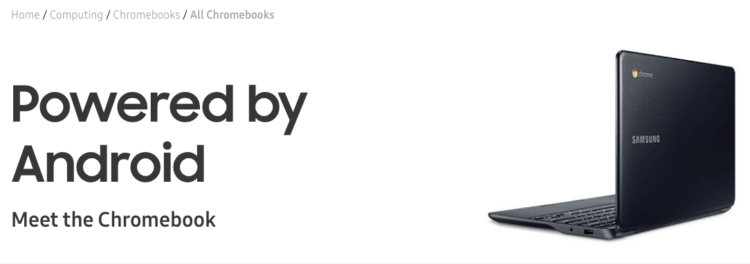 Samsung ошибочно полагает, что ее Chromebook работают на Android. Фото.